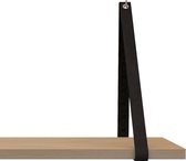 Leren Plankdragers - Handles and more® - 100% leer - VINTAGE BLACK - set van 2 leren plank banden