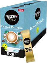 Nescafé Gold Coconut Macchiato oploskoffie - 6 doosjes à 6 zakjes