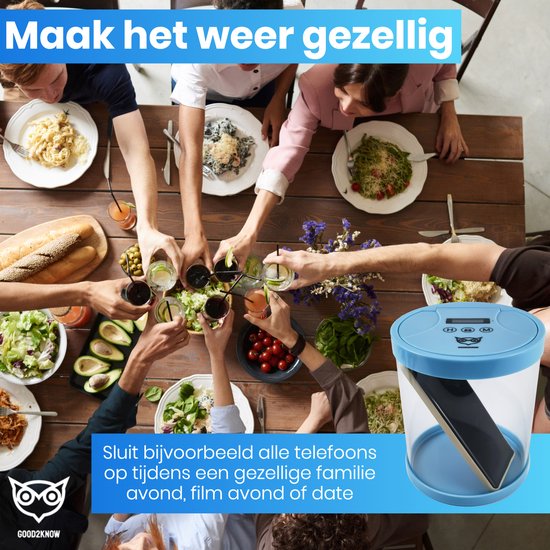 Good2know Telefoon Kluis met Tijdslot - Stoppen met Roken - Timer – Kluis - Opbergdoos - Kitchen Safe - Blauw – meer Focus & Zelfdiscipline