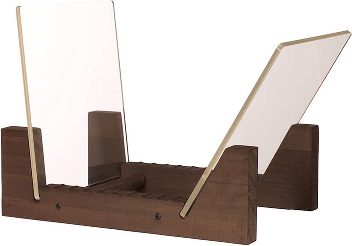 LP Opbergsysteem Zwart Met Hout - Platenspeler Tafel & Vinyl Houder 33x44x68 Cm
