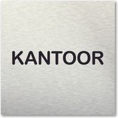 Pictogram Kantoor - aluminum rvs look - deurbordje - 10 x 10 cm - zelfklevend - vierkant