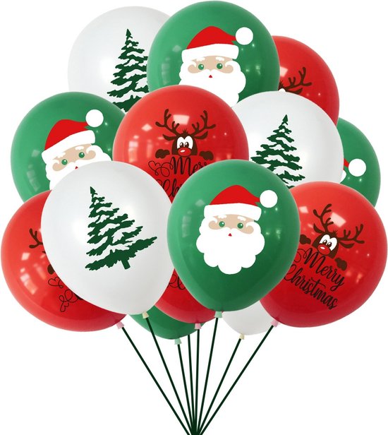 Kerst ballonnen - Set van 6 [Kerstman / Kerstboom] - versiering - feestdagen