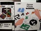 2 Delig Moeilijke Puzzels Pack: Kleurig mini Crazy Curves Puzzel 10stuks (6*6cm) + Oranje Bijenhof Puzzel 14stuks (12.8*11.2cm) - Veel Uitdaging - Kinderen/Volwassenen - Brain Burning - Sale!