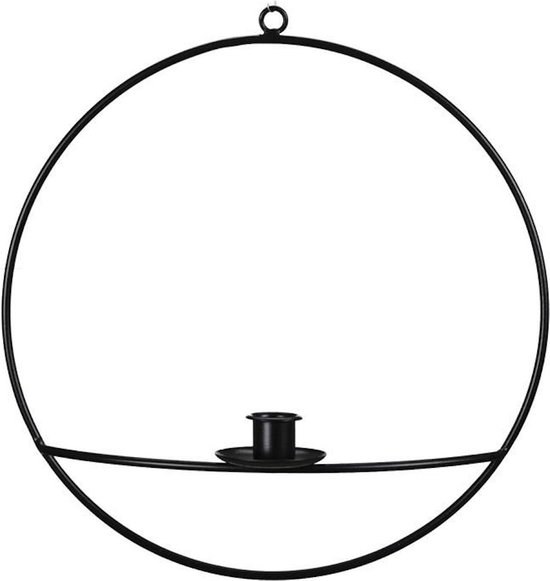 Oneiro’s Luxe kandelaar CALL Hanging Black – Ø25 - kaarsenhouder - waxinelichthouder - decoratie – woonaccessoires – wonen -decoratie – kaarsen – metaal - hout