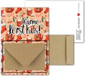 Geldkaart met mini Envelopje -> Kerst - No: 01-2 (Warme KerstKus - Kus - Warme chocolademelk, Beker, Sok, takjes, Rood) - LeuksteKaartjes.nl by xMar