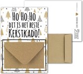 Geldkaart met mini Envelopje -> Kerst - No: 13 (Kerstboompjes-goudkleurig/zwart-HoHoHo Beste KerstKado) - LeuksteKaartjes.nl by xMar