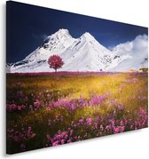Trend24 - Canvas Schilderij - Alpen - Schilderijen - Landschappen - 90x60x2 cm - Blauw