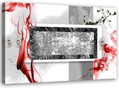 Trend24 - Canvas Schilderij - Explosie Van Rood - Schilderijen - Abstract - 90x60x2 cm - Rood