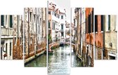 Trend24 - Canvas Schilderij - Venetië - Vijfluik - Steden - 150x100x2 cm - Bruin