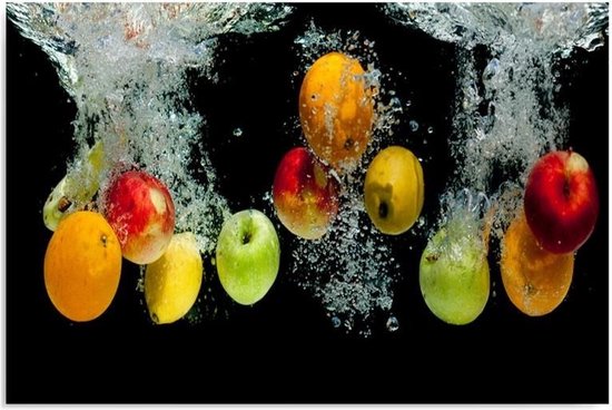 Trend24 - Canvas Schilderij - Fruit In Water - Schilderijen - Voedsel - Meerkleurig