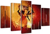Trend24 - Canvas Schilderij - Afrikaanse Hitte - Vijfluik - Oosters - 100x70x2 cm - Bruin