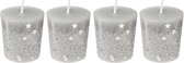 4 Zilveren votief kaarsen - Zilver & Glitters Kaarsjes - 7 branduren - SET van 4 stuks