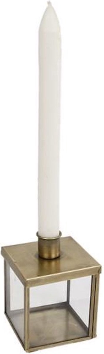 Oneiro s Luxe kandelaar JANIKA GOUD – 7 5x7 5cm- kaarsenhouder waxinelichthouder decoratie – woonaccessoires – wonen -decoratie – kaarsen – metaal hout