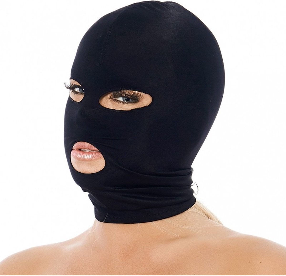 Goedkoopste Bondage Play - Nylon hoofdmasker open ogen en mond