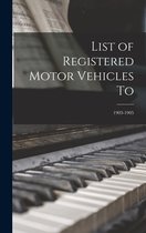 List of Registered Motor Vehicles To; 1903-1905