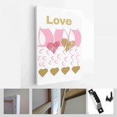 Happy Valentine's Day set kaarten. Handgetekende romantische belettering - Modern Art Canvas - Verticaal - 1627077010