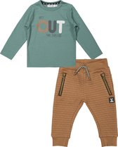 Dirkje SET(2delig) Broek Lichtbruin en Shirt Groen - 80