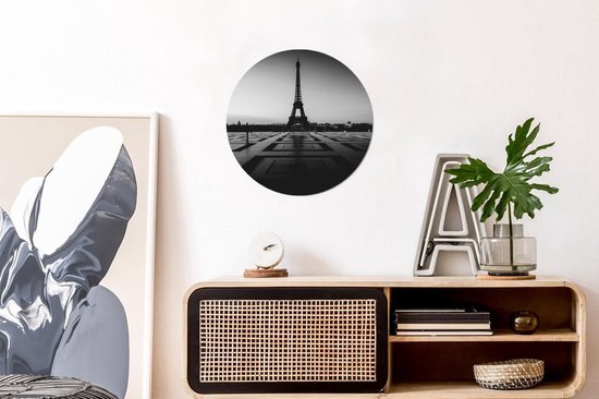 WallCircle - Wall Circle - Wall Circle - Sunset in Paris - noir et blanc - Aluminium - Dibond - 30x30 cm - Intérieur et Extérieur