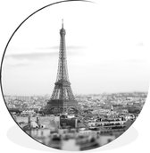 WallCircle - Wandcirkel - Muurcirkel - Parijs in pastel kleuren - zwart wit - Aluminium - Dibond - ⌀ 30 cm - Binnen en Buiten