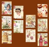 Rol Met Postzegelstickers Buitenland - D0384 - 10 Soorten, 5 Meter Stickers - Voor Scrapbook Of  Bullet Journal - Stickers Voor Volwassenen En Kinderen - Agenda Stickers - Decorati
