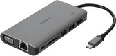 DELTACO USBC-HDMI18 USB-C naar HDMI VGA / USB / RJ45 / SD-adapter - PD3 - 3840x2160 30 Hz - Spacegrijs