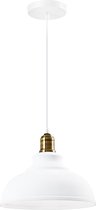 QUVIO Hanglamp industrieel - Lampen - Plafondlamp - Verlichting - Verlichting plafondlampen - Keukenverlichting - Lamp - E27 Fitting - Met 1 lichtpunt - Voor binnen - Metaal - Aluminium - D 30 cm - Wit en brons