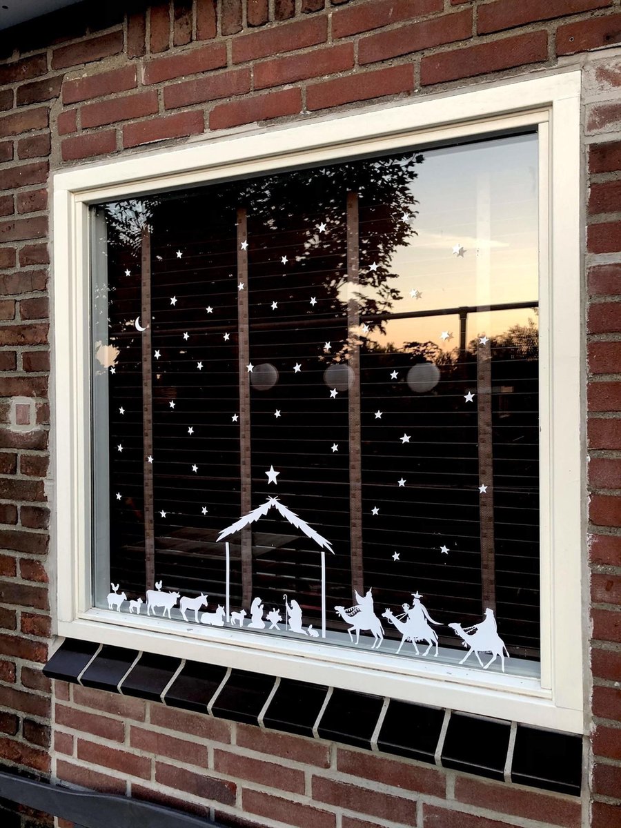 SuzyB Raamsticker Kerst stal (herbruikbaar)