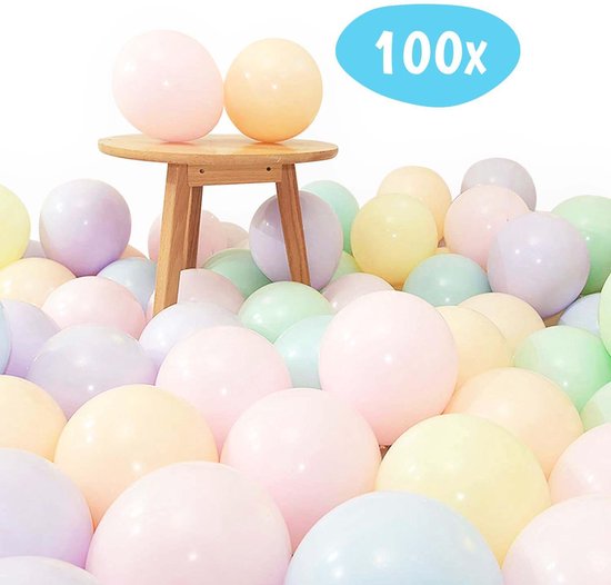 Pastel Ballonnen Set - Helium Ballonnen in Pastel Kleuren - Babyshower / Bruiloft / Valentijn / Wedding - Feest Decoratie - Verjaardag Versiering - Geschikt voor Gekleurde Ballonnenboog - Inclusief Slingerlint - 100 Stuks