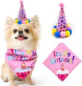 Honden verjaardagset 2-delig It's my Birthday roze met feestmuts en bandana - verjaardag - hond - birthday - bandana - puntmuts