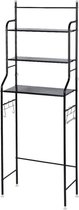 Opbergrek - Zwart - 3 Schappen - 165*55*26cm - Wasmachine ombouw - Wasmachine Kast - Keukenrek - Doucherek - Badkamerrek - Opbergkast -