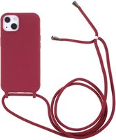 Apple iPhone 13 Mini Hoesje Back Cover Flexibel TPU met Koord Rood
