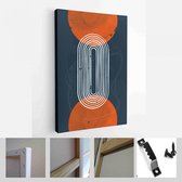 Set van abstracte zwarte handgeschilderde illustraties voor briefkaart, Social Media Banner, Brochure Cover Design of wanddecoratie achtergrond - moderne kunst Canvas - verticaal -