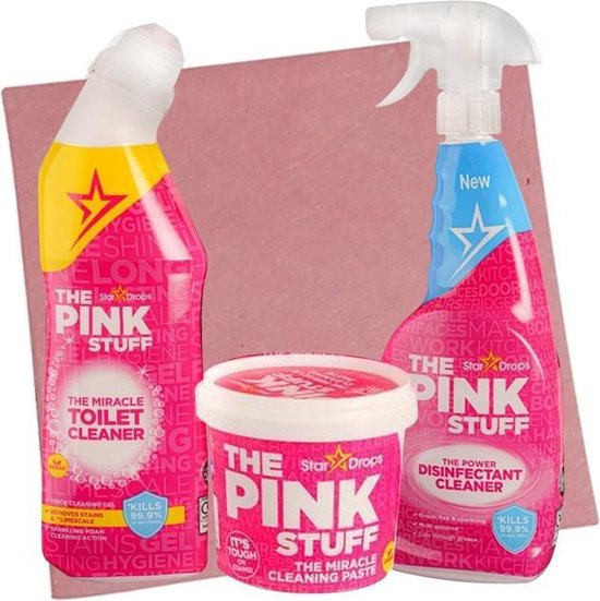 The Pink Stuff Pakket - Allesreiniger - Toilet Cleaner - Badkamerreiniger - Met Gratis H.R.101 Schoonmaakdoekje