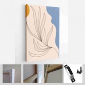 Set van abstracte creatieve minimalistische handgeschilderde illustraties met decoratieve takken en bladeren. Voor ansichtkaart, poster, social media verhaalontwerp - Modern Art Ca