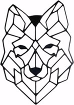 Wolf 2D Muur Decoratie  - 22 x 22 - 3D Geprint - Wand Decoratie - Geometrisch - PLA - Hoogwaardige Kwaliteit - Zwart - Gerecycled - Wonen - Cadeau - Wolf - Dieren - Kerst - Home -