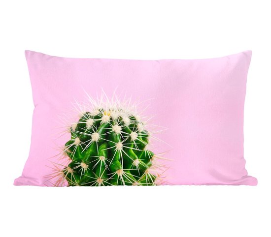 Sierkussens - Kussen - Cactus op roze - 50x30 cm - Kussen van katoen