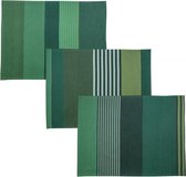 kleurmeester.nl | Placemats 2 stuks Chiberta - Katoen | 50 cm x 37 cm | Groen Gestreept | Kerst tafellinnen