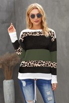 Trui Sweater Dames - Colorblock Groen - Maat XL