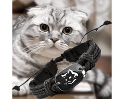 GoedeDoelen.Shop | Veterarmband Cat Carve | Katten Armband | Poezen Armband | Statement Armband | Polsmaat 17-24 cm | Cadeau | Dierenwelzijn | Wellness-House