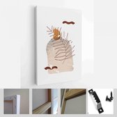 Schilderen Muur Foto's Home Room Decor. Moderne abstracte kunst botanische kunst aan de muur. Boho. Minimal Art Bloem op Geometrische Vormen Achtergrond - Modern Art Canvas - Verti