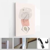 Moderne abstracte kunst botanische kunst aan de muur. Boho. Minimal Art Flower op geometrische vormen achtergrond. Schilderen Muur Foto's Home Room Decor. Abstract Plant Art design