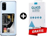 Crystal Backcase Shockproof Met Pasjeshouder Hoesje Samsung A51 Transparant - Gratis Screen Protector - Telefoonhoesje - Smartphonehoesje