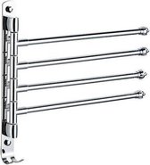 Dookole® Handdoekrek - Handdoekrek badkamer - Handdoekrek Chrome - Handdoekhouder - 4-armig - Inclusief haak