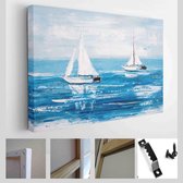 Olieverfschilderij - Zeilboot - Moderne kunst canvas - Horizontaal - 1702849078