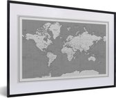 Fotolijst incl. Poster - Wereldkaart - Vintage - Atlas - Kinderen - Jongens - Meisjes - 60x40 cm - Posterlijst