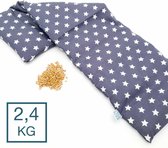 Verzwaringskussen Met Pit! - 2 binnenzakken - Wasbare hoes - 2.4 kg - Made in NL/BE - Tevens warmtekussen en coldpack - Fijne diepe druk - Grijs Ster