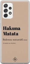 Samsung A52s hoesje siliconen - Hakuna matata | Samsung Galaxy A52s case | Bruin/beige | TPU backcover transparant