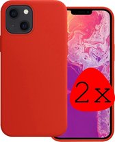 iPhone 13 Mini Hoesje Silicone Case - iPhone 13 Mini Case Rood Siliconen Hoes - iPhone 13 Mini Hoes Cover - Rood - 2 Stuks