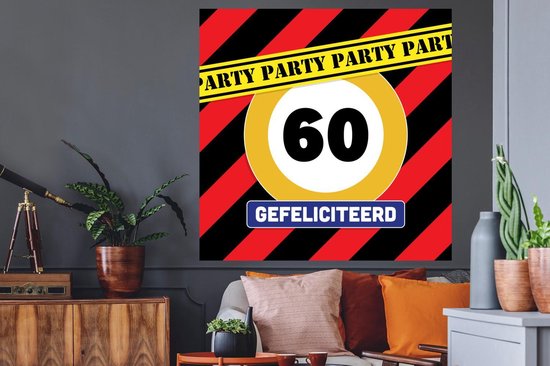Stickers muraux - Film autocollant - Anniversaire - 60 ans - Rayures - 120x120 cm - Film adhésif - Stickers muraux muraux Chambre d'enfant - Papier peint autocollant XXL - Papier peint autocollant - Film autocollant