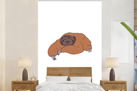 Illustration d'un paresseux sur fond blanc 145x220 cm